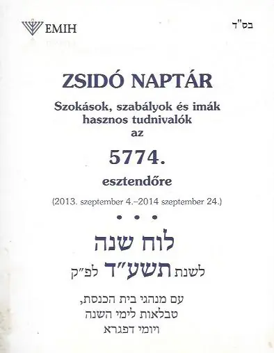 Zsidó Naptár 5774. Legjobb ár