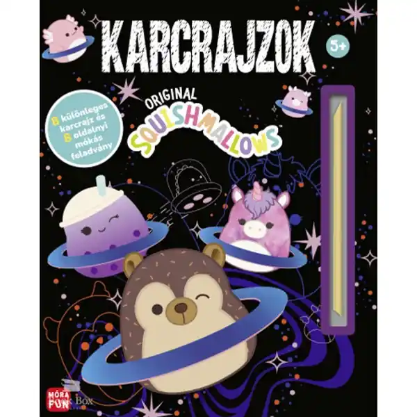 Akciós ár Original Squishmallows - Karcrajzok- 8 különleges karcrajz és 8 oldalnyi mókás feladvány
