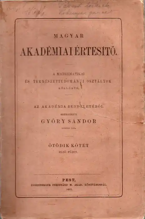 Szezonális akció Magyar Akadémiai Értesítő V/1.