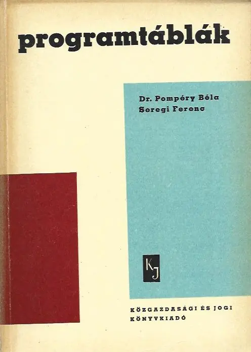 Dr. Pompéry Béla: Programtáblák Ajánlat