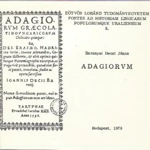 Vedd meg online Baranyai Decsi János: Adagiorum (reprint)