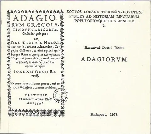 Vedd meg online Baranyai Decsi János: Adagiorum (reprint)