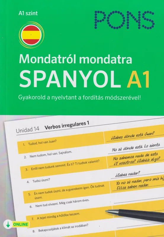 Azonnal elérhető PONS Mondatról mondatra Spanyol A1 online feladatokkal (2026)